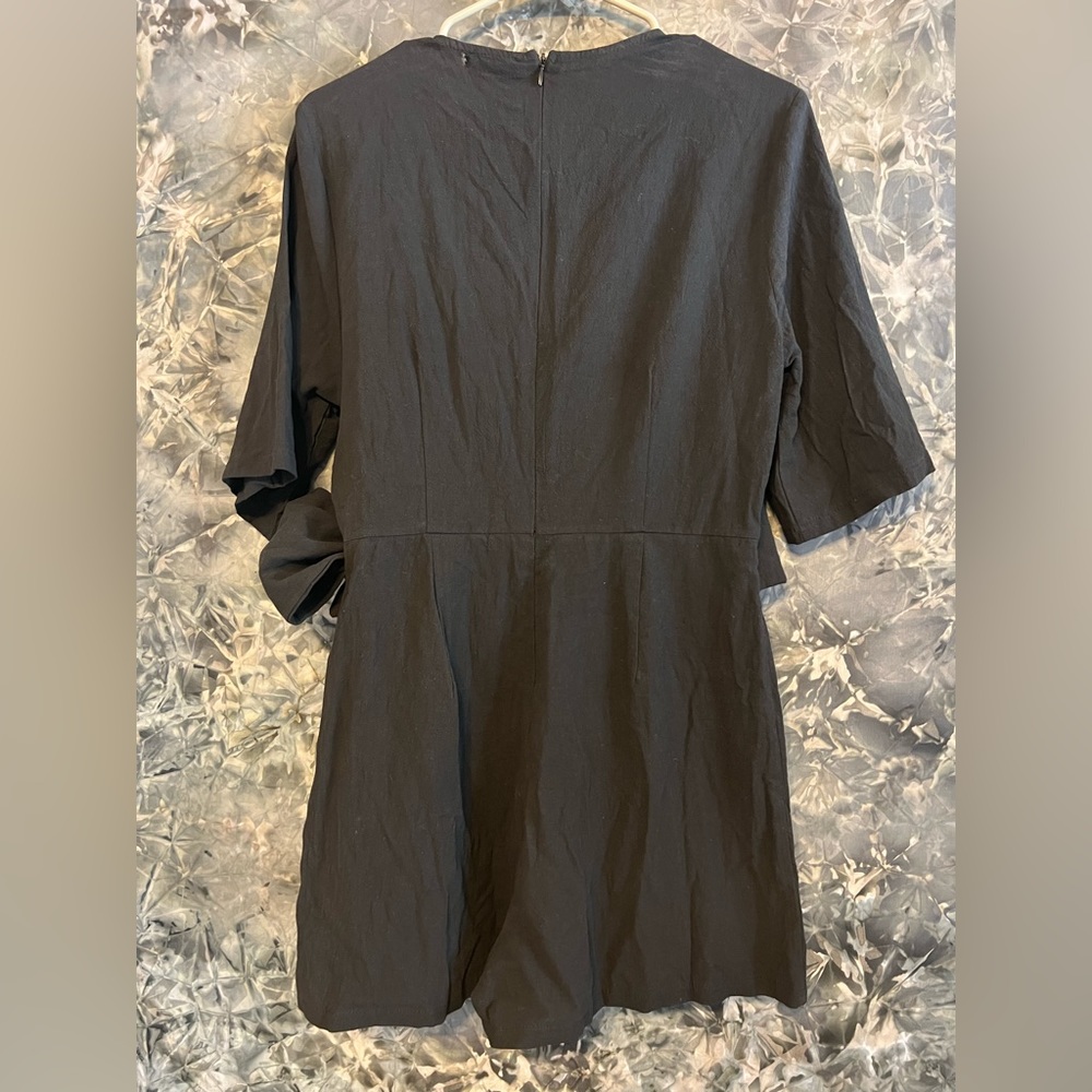Boohoo Black Linen Twist Tie Playsuit Jumpsuit Romper 8 - Picture 4 of 9